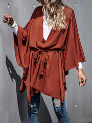 Women Loose Bat Sleeve Long Sleeve Cape Coat