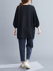 Simple Solid Batwing Sleeves Blouse