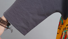 Loose Ethnic Printed Split-Joint Midi Dress