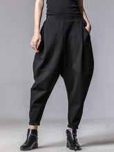 Fashion Elastic Waist Black Harem Pants