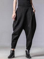 Fashion Elastic Waist Black Harem Pants