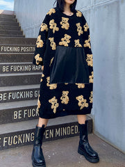 Women Round Neck Print Pullover Sweater