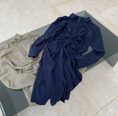 Lapel Single-Breasted Soild Shirt Dress