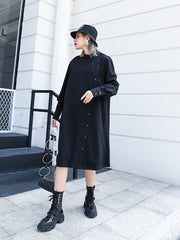 Women Loose Pullover Solid Color Dress