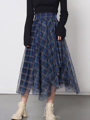 Fashionable Sexy Plaid Empire A-Line Gauze Skirt