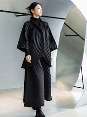 Solid Color Pleated Loose Casual Suit