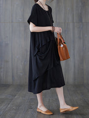 Short Sleeves Round Neck Lace Maxi Dress