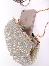 White&Apricot Beads Cheongsam bag Handbag