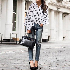 Polka Dot Long Sleeve Loose Shirt