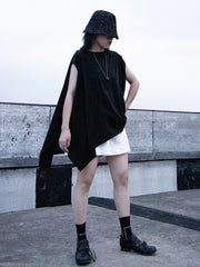 Women Solid Color Sleeveless Loose Loose T-Shirt