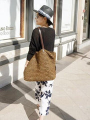 Simple Solid Hand-woven Straw Shoulder Bag