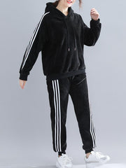 Two-Pieces Velvet Sports Hoodie And Pants Set