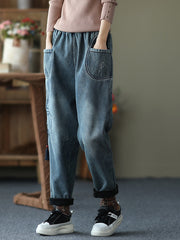 Women Retro Thick Plus Velvet Casual Pants