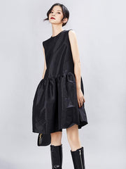 Simple Black Sleeveless Short Dress