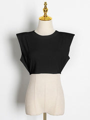 Casual Solid Round Neck Sleeveless Slim Fit T-Shirt