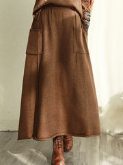 Solid A-Line Loose Casual Skirt