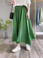 Solid Color Retro Loose High Waist Irregular Skirt