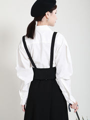 False Two Tight Waist Lapel Shirt Top