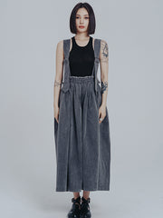 Stylish Roomy Pleated Split-Joint Gray Skirt