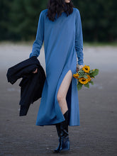 Simple Solid Color Long Sleeve Dress