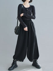 Studded Bloomers Loose Wide-Leg Pants