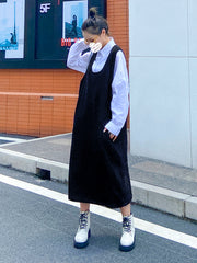 Women Solid Color Sleeveless Dress