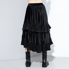 Women Irregular Solid Color Skirt