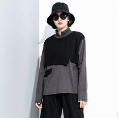 Women Solid Color Pullover Irregular Sweatshirt