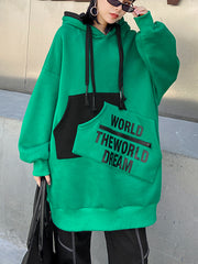 Women Plus Fleece Hooded Casual Sweatshirt