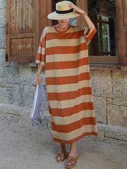 Loose Colorful Striped Long Dress