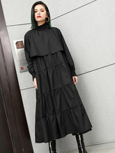 Plus Size Solid Fashion Tiered Midi Dresses