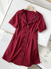 Preppy Stylish Solid Lapel Collar Mini Dress