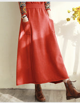 Solid A-Line Loose Casual Skirt