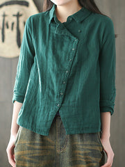 Casual Slant-Front Retro Art Shirt
