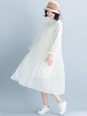 Casual Polka-dot Ruffled Long Dress