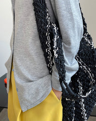Solid Color Lapel Knit Loose Shirt