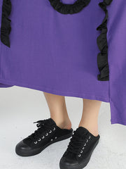 Round Neck Irregular Stitching Midi Dress