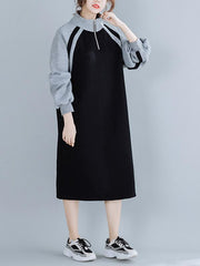 Stitching Thickening Stand Collar Sweatshirt Dress