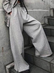 Simple 2 Colors Wide Leg Bottom Casual Pants