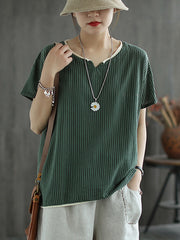 Artistic Retro Stripe T-Shirts Tops