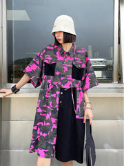 Workwear Camouflage Washed Waist Slim Straight Leg Jumpsuit