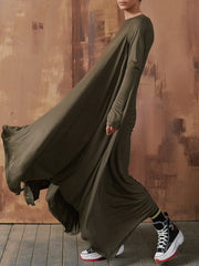 Casual Solid Color Irregular Ruffle Dress