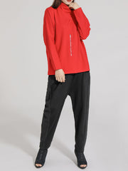 Women High Neck Pullover Loose Bottoming Shirt