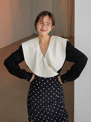 Polka Dot High Waist Split Skirt