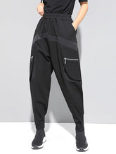 Black Solid Split-Joint Pants