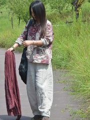 Loose Double Cotton V-neck Blouses