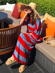 Loose Colorful Striped Long Dress
