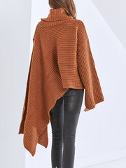 Ladies Pullover High Neck Simple Loose Casual Sweater