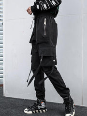 Casual Zipper Drawstring Overall Pants