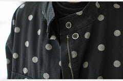 Women Polka Dot Print Loose Casual Jacket